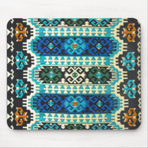 Antique Turkish Kilim Carpet Rug Blue Green Mouse Pad