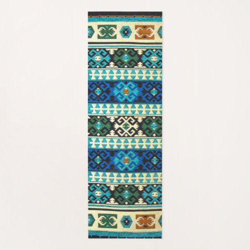 Antique Turkish Kilim Carpet Rug Blue Green Yoga Mat