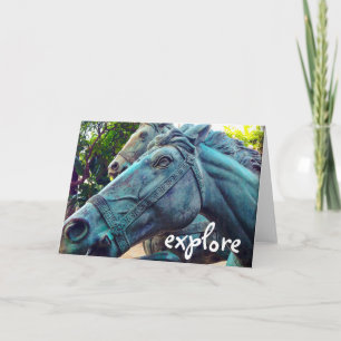 Antique Turquoise Horses Statue Explore Script Card