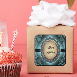 Antique Turquoise Lace Monogram Sticker