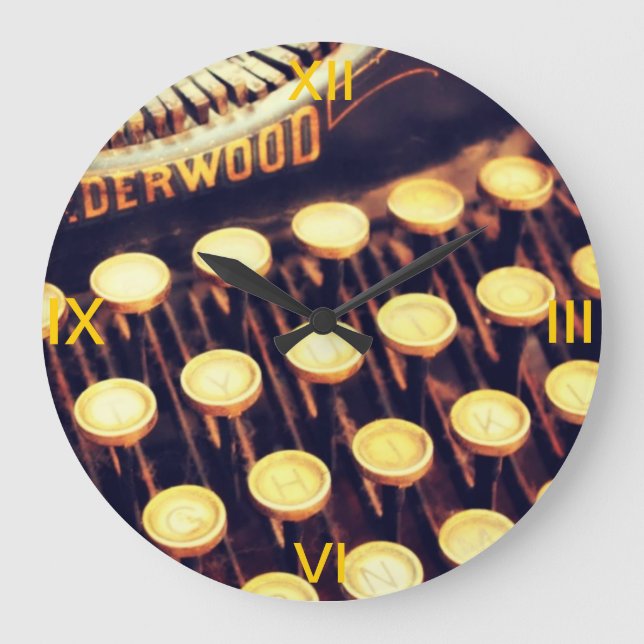 Antique Typewriter Keys Wall Clock (Front)