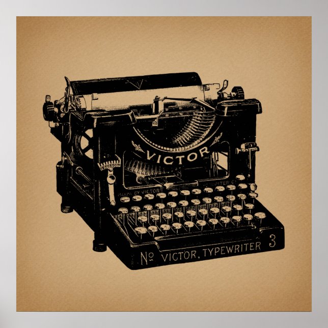 Antique Typewriter Old Fashioned Typewriter Poster (Front)