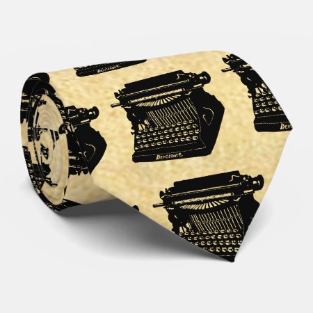 Antique Typewriter Vintage Pattern Tie