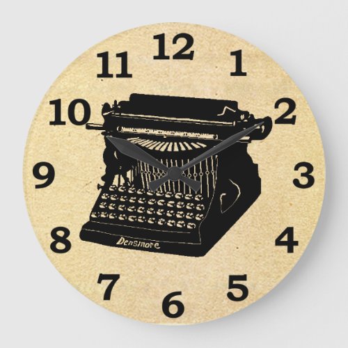 Antique Typewriter Vintage Picture Large Clock