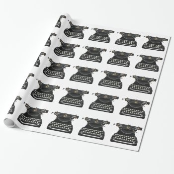 Antique Typewriter Wrapping Paper by vectortoons at Zazzle