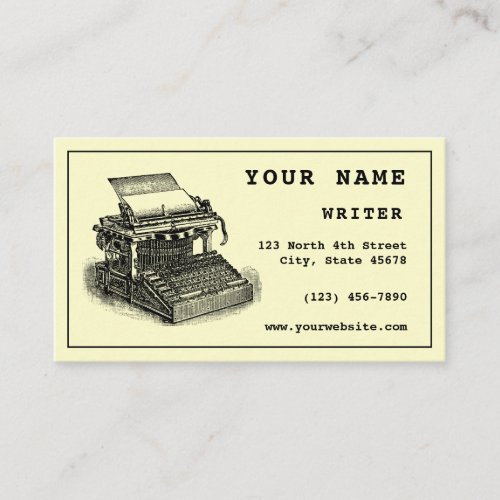Antique Typewriter Writer Template Business Card