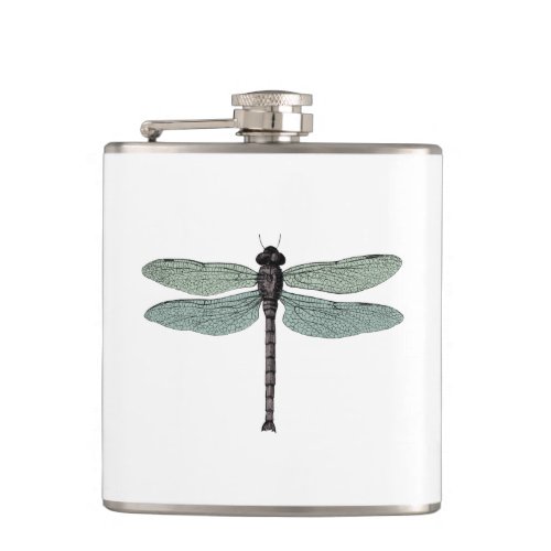 antique typographic vintage dragonfly hip flask