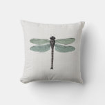 Antique Typographic Vintage Dragonfly Illustration Throw Pillow at Zazzle
