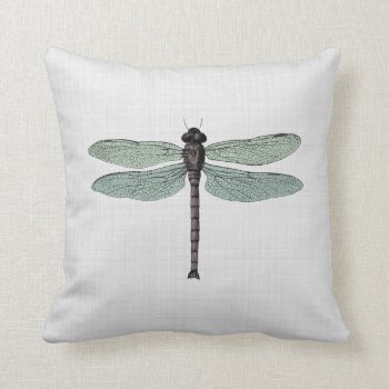 Antique Typographic Vintage Dragonfly Illustration Throw Pillow by PNGDesign at Zazzle