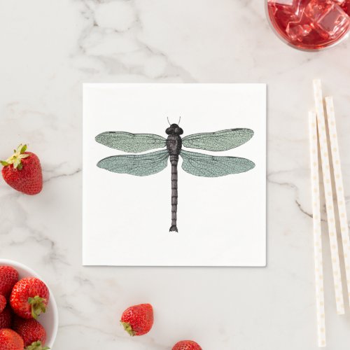 Antique Typographic Vintage Dragonfly Paper Party Napkins