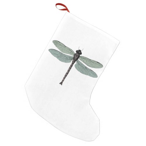 antique typographic vintage dragonfly small christmas stocking