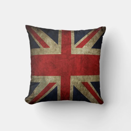 Antique UK British Union Jack Flag Square Pillow