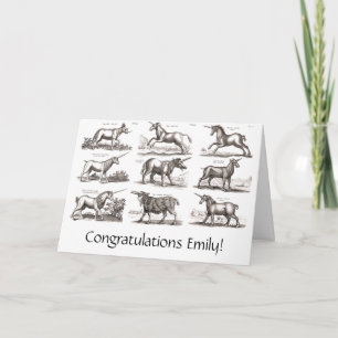 Antique Unicorn Engraving Vintage Zoology Specimen Card