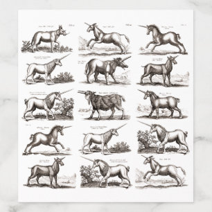 Antique Unicorn Engraving Vintage Zoology Specimen Envelope Liner