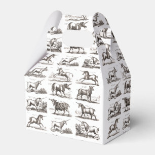 Antique Unicorn Engraving Vintage Zoology Specimen Favor Boxes