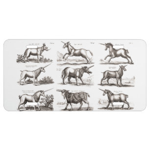 Antique Unicorn Engraving Vintage Zoology Specimen License Plate
