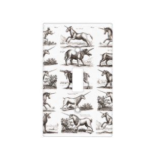 Antique Unicorn Engraving Vintage Zoology Specimen Light Switch Cover