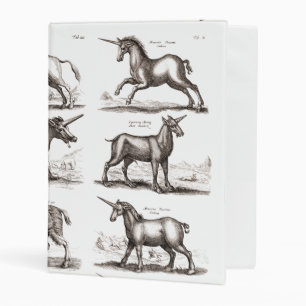 Antique Unicorn Engraving Vintage Zoology Specimen Mini Binder