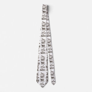 Antique Unicorn Engraving Vintage Zoology Specimen Neck Tie