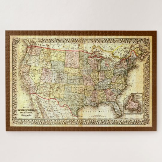 Antique United States Map Jigsaw Puzzle | Zazzle.com