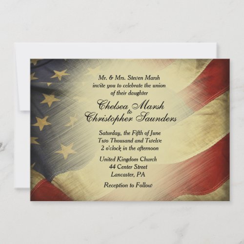 Antique US Flag Wedding Invitation