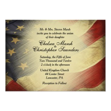 Antique US Flag Wedding Invitation Antique US Flag Wedding Invitation