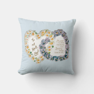 Antique Valentine Bouquet Heart Throw Pillow