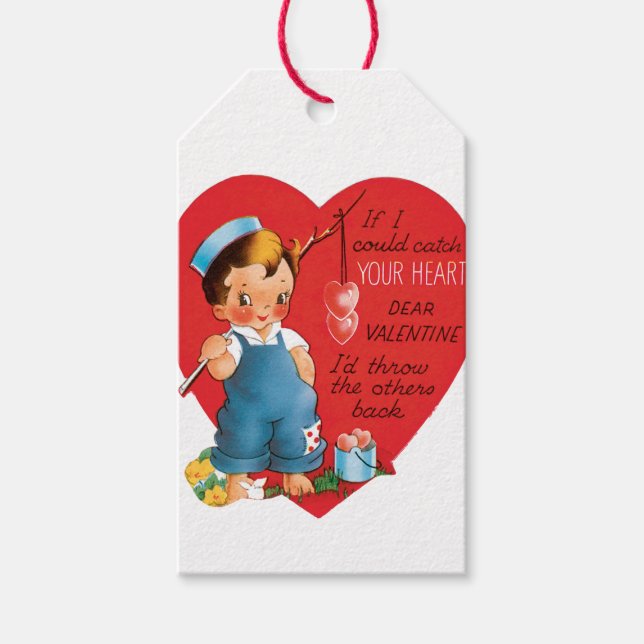 Antique Valentine Boy Heart Gift Tags (Front)