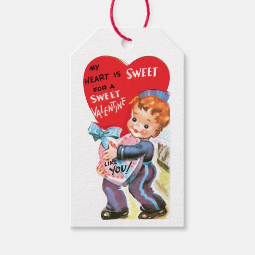 Antique Valentine Boy Heart Gift Tags