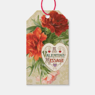 Antique Valentine Carnation Heart Gift Tags