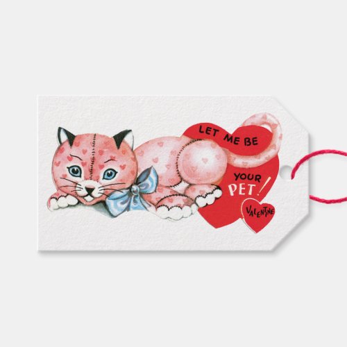 Antique Valentine Cat Heart Gift Tags