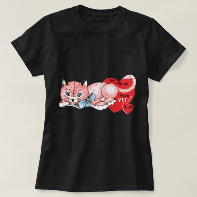 Antique Valentine Cat T-Shirt (Design Front)