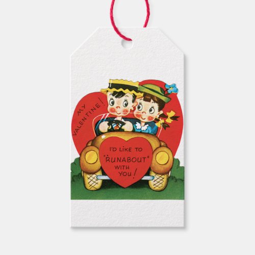 Antique Valentine Couple Heart Gift Tags