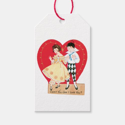 Antique Valentine Couple Heart Gift Tags