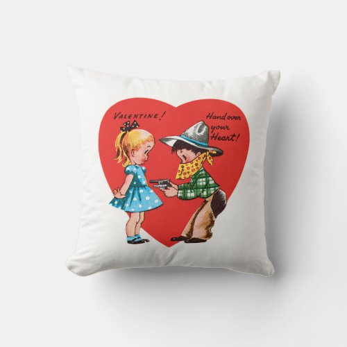 Antique Valentine Couple Heart Throw Pillow