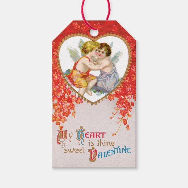 Antique Valentine Cupid Heart Gift Tags (Front)