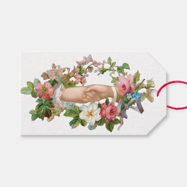 Antique Valentine Flower Gift Tags (Front (Horizontal))