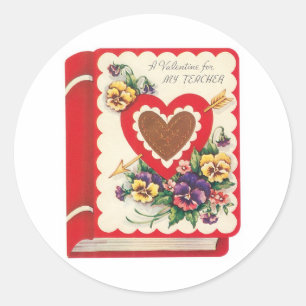 Antique Valentine Flower Heart Classic Round Sticker