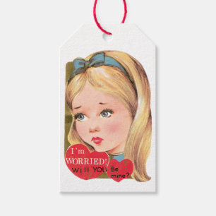 Antique Valentine Girl Heart Gift Tags