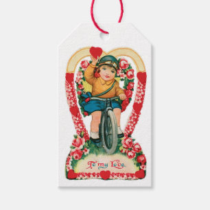 Antique Valentine Girl Heart Gift Tags