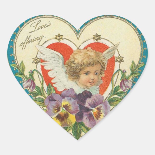 Antique Valentine Heart Stickers (Front)