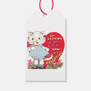 Antique Valentine Kitten Heart Gift Tags