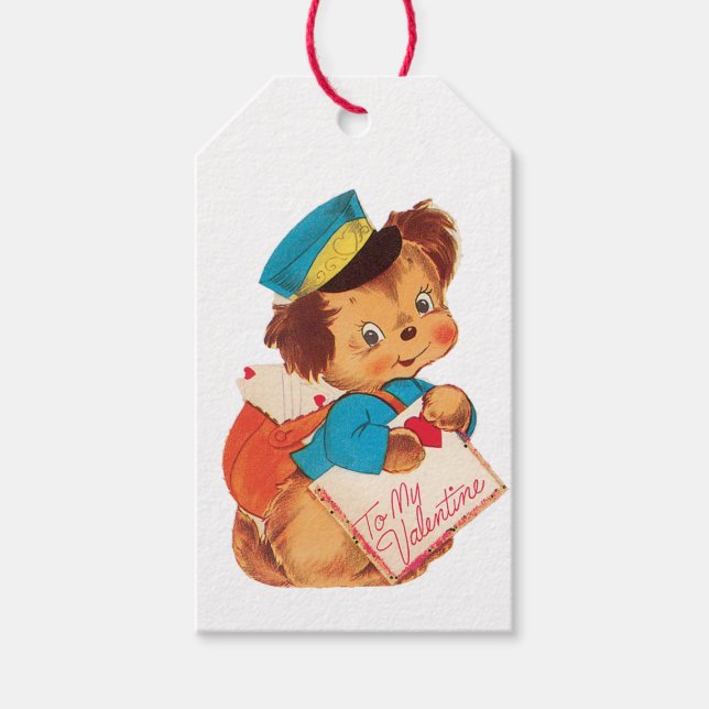 Antique Valentine Puppy Postman Gift Tags (Front)