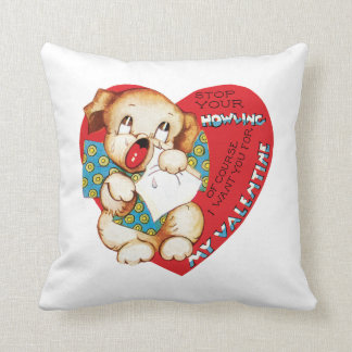 Antique Valentine Puppy Throw Pillow