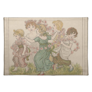 Antique Valentine's Card, Kate Greenway, ca. 1880 Cloth Placemat