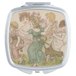 Antique Valentine's Card, Kate Greenway, ca. 1880 Compact Mirror
