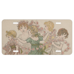 Antique Valentine's Card, Kate Greenway, ca. 1880 License Plate