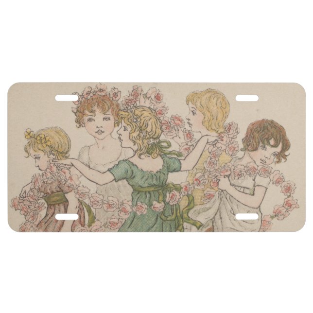 Antique Valentine's Card, Kate Greenway, ca. 1880 License Plate (Front)