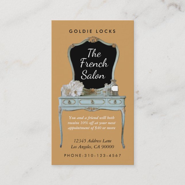Antique Vanity Hair Makeup Salon Business Cards (Front)