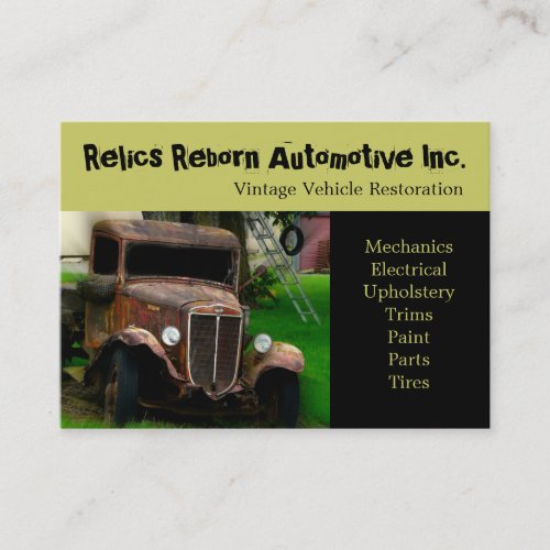 Antique Vehicle  Old Truck  Repair Shop Business Card
